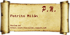Petrits Milán névjegykártya
