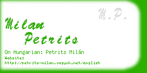 milan petrits business card